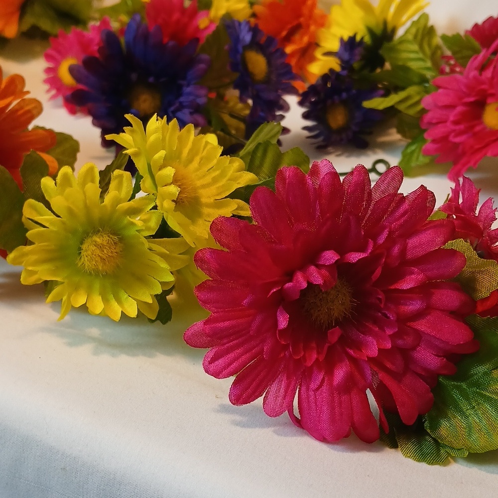 Artificial Floral Garlands - Qty 2 - Pink, Orange, Yellow, Purple - Picture 5 of 8